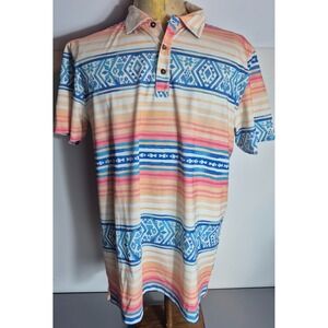 Kenny Flowers Mens Palmilla Polo Shirt Aztec Southwest Print M Poly/Elastane
